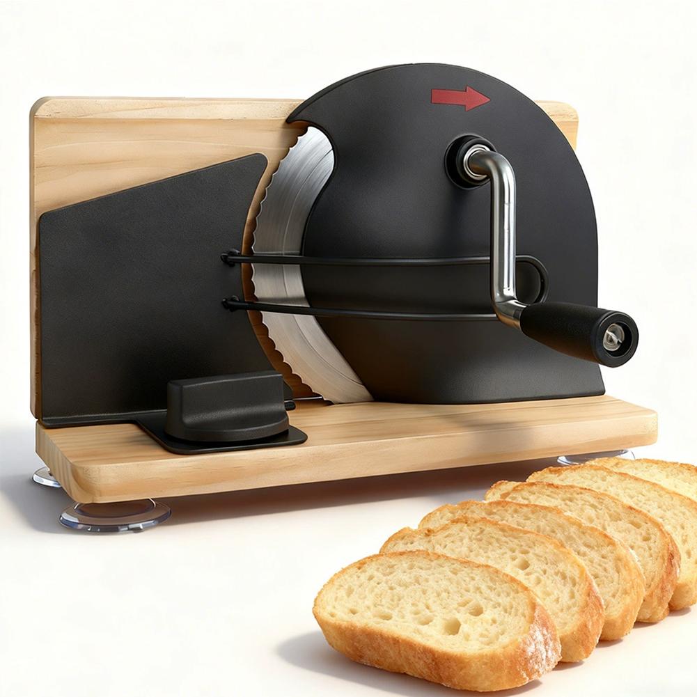 Commercial Bread Slicer - Manueller Brotschneider mit Handkurbel aus Edelstahl,