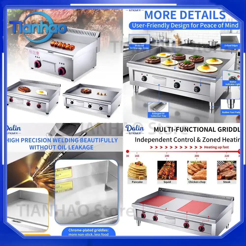 Commercial Kitchen Griddle - Hochwertige Antihaft-Flachplatte aus Edelstahl Elektrische Grillplatte