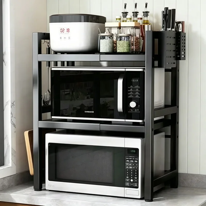 Commercial Kitchen Shelving - Küchenarbeitsplatten-Mikrowellenregal mit 2 Ebenen, Gewürzaufbewahrungshalter, Haushalts-Küchenorganizer-Möbel